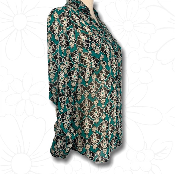 New York & Co Sheer Button-Down Blouse - Sm - Picture 2 of 15